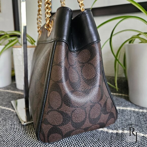 Coach F39711 Brooke Carryall Chain Shoulder Bag – Signature C Black/Brown - Picture 6 of 13